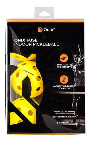 Escalade Sports Onix Fuse Indoor Pickleballs Yellow 6-pack 