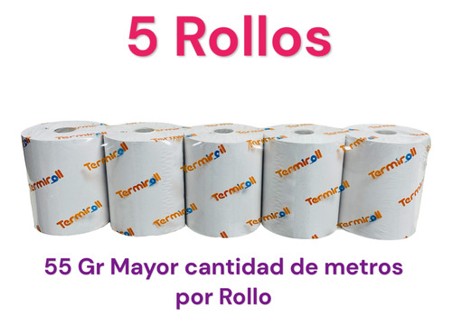 Rollo De Papel Térmico 80x65 Impresora Fiscal Caja Pack 5