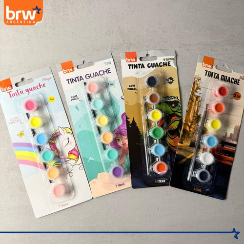 Kit De Arte Intantil Brw Set Pintura Temperas Pincel Regalo