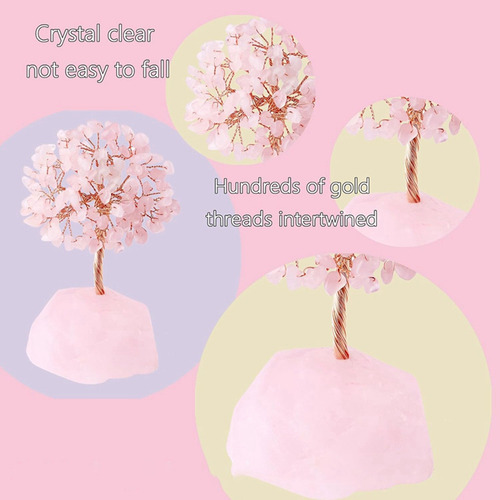 M Árbol De Cristal De Cuarzo Rosa , Cristal Artificial Y Set