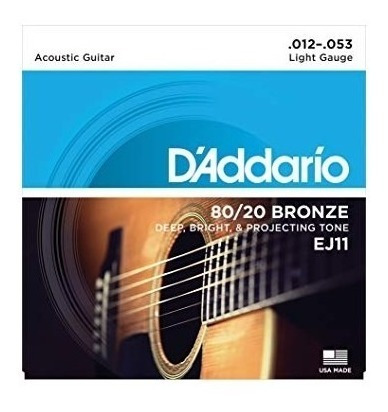 Cuerdas Para Guitarra Acústica Metal 12/53 80/20 Bronze Ej11