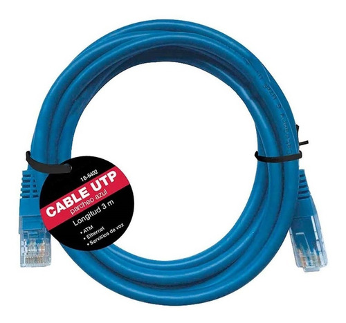 Cable Red 3 Mts Categoría Cat6 Utp Rj45 Ethernet Internet