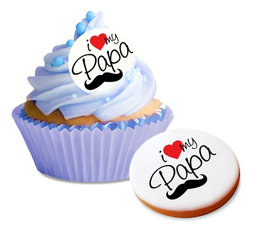 Oblea Comestible Cupcakes Dia Del Padre I Love Papa Galletas