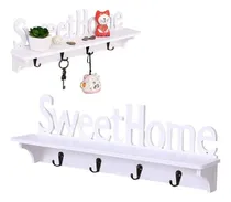 Comprar Repisa Estante Porta Llaves 4 Ganchos Diseño Sweet Home
