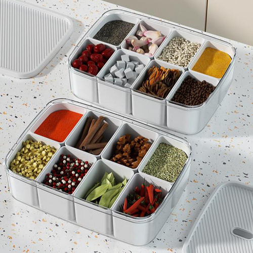 Caja De Condimentos Para Especias De Cocina Con Tapa, Botes