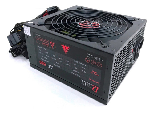 Fonte Atx 600w Reais 24pinos + 6 Sata 115v-230v Chaveada