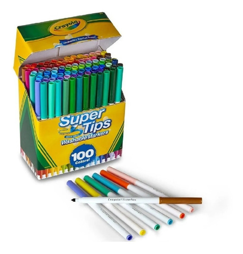 Crayola Supertips Plumones 100 Colores Lavables