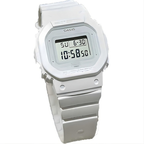 Correa de reloj Casio G-shock GMD-S5600BA-7DR, color de bisel blanco, color de fondo blanco, color gris