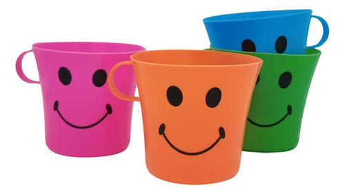 4 Pz Juego De Vasos Infantiles Tazas Caritas 4 Colores