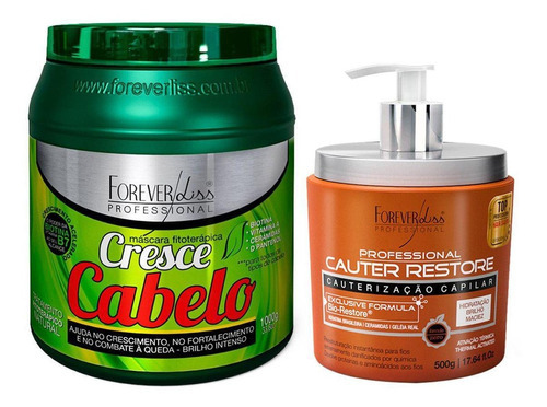 Forever Liss Cauter Restore 500g + Máscara Cresce Cabelo