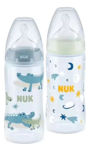 NUK Kit 2 Mamadeiras First Choice Dia e Noite Girl 300ml cor azul