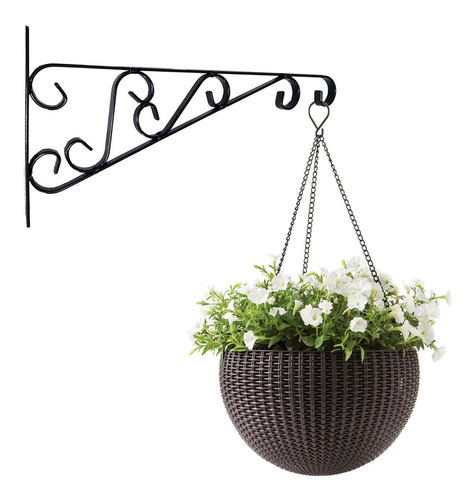Imagem 1 de 4 de Suporte Mão Francesa Rústico P/ Plantas 40cm Preto