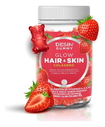 Suplemento Em Gummy Super Nutrition Colageno Beauty Hair & Skin Sabor Morango Em Pote De 105g 30 Un