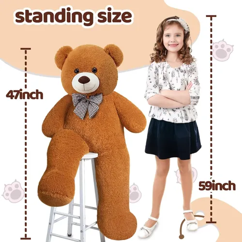 SNOWOLF Oso De Peluche Gigante De 120 Cm | Peluche Suave De 2.1 Kg | Regalo Ideal Para Niños, Novia O Cumpleaños | Disponible En Rosa, Gris, Marrón, Beige Y Azul