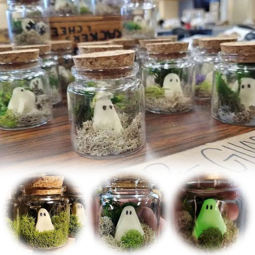 Bbasiliysd Mini Pet Ghosts In A Jar, Halloween Ghost Glow In