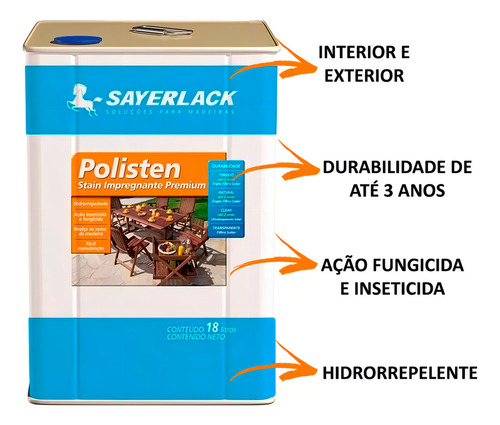 Polisten Sayerlack Stain 18 Lt Madeira Premium Escolha A Cor Acabamento Acetinado Cor Castanheira
