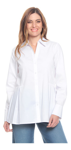Blusa Wados Manga Larga Lisa Con Cuello Camisero