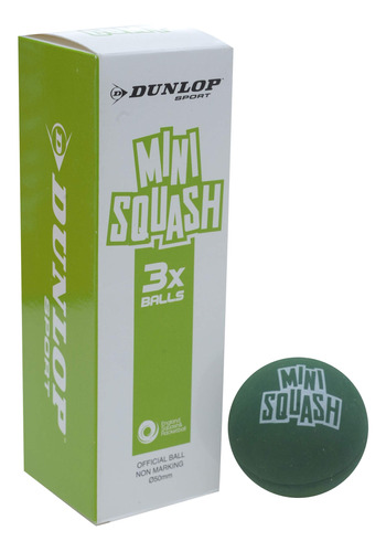 Dunlop Mini Pelota Deportiva De Squash, Verde, Paquete De 3.