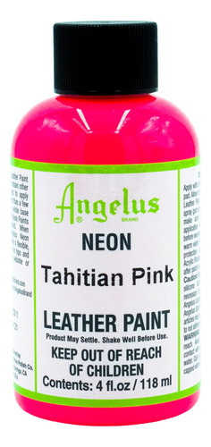 Angelus Neon-4 Oz Leather Paint, Tahitian Pink