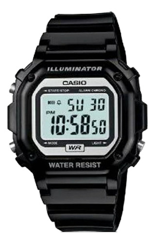 Reloj Casio Modelo F-108 Negro Marco Gris