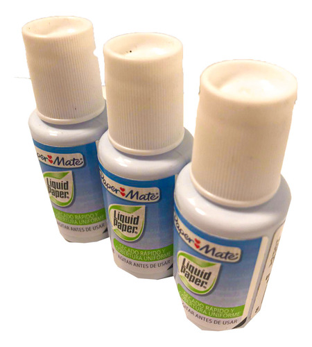 Corrector Liquido De Brocha, Liquid Paper Botella, 3 Pzas.