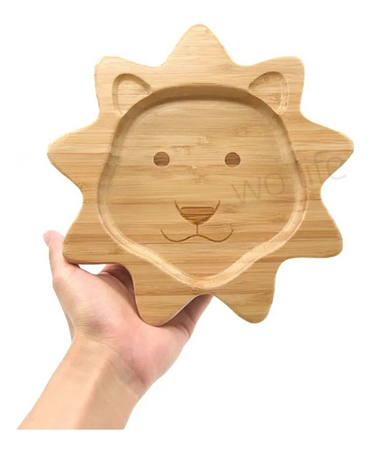 Plato De Bambú Personalizado Para Primeras Comidas Bebe Leon