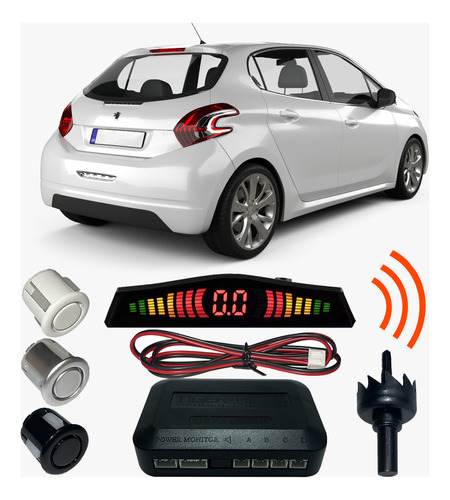 Sensor Estacionamento Ré Peugeot 208 Com Display 4 Pontos