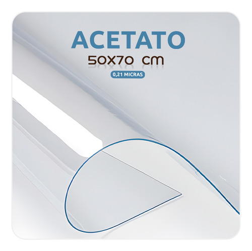 Acetato 2 Folhas Transparente 50x70 Cm 0,21 Micra P/ Moldura