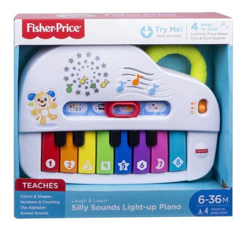 Imagen 1 de 6 de Fisher Price Piano Rie Y Aprende Luces Sonidos Niño 18 Meses