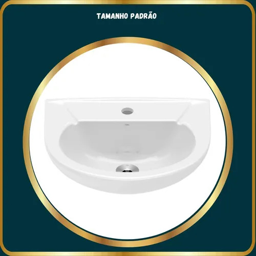 Conjunto Banheiro Pia Lavatorio + Coluna Cerâmica Celite Branco Brilhante