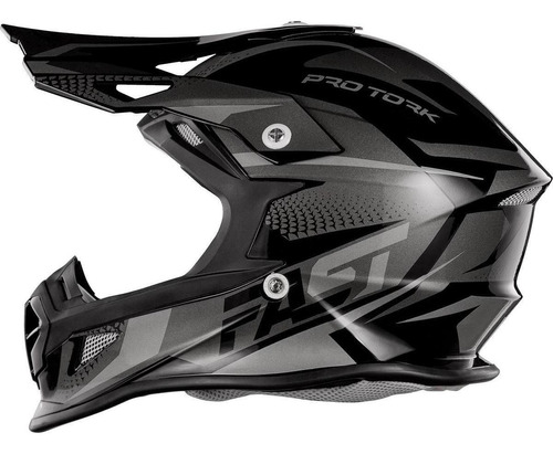 Capacete Motocross Enduro Protork Fast Preto - Cinza 62