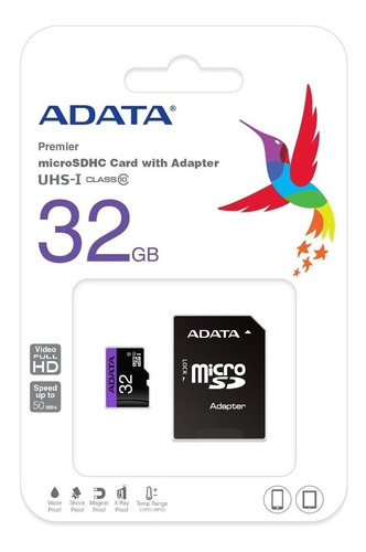 Tarjeta de memoria Adata AUSDH32GUICL10-RA1 Premier con adaptador SD 32GB