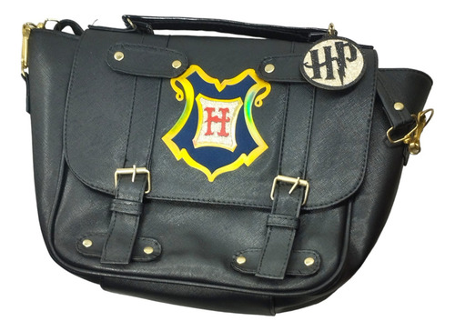 Bolsa Maletín Harry Potter Hogwarts Negro Acabado De Los Herrajes Oro Diseño De La Tela Liso