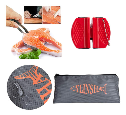 Kit Limpieza De Pescado Ylinsha 7 Filetes Cepillo De Escamas