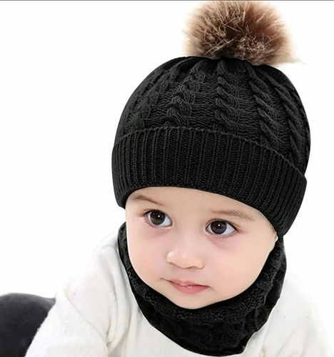 Gorro De Lana Con Bufanda Unisex Bebes Y Niños