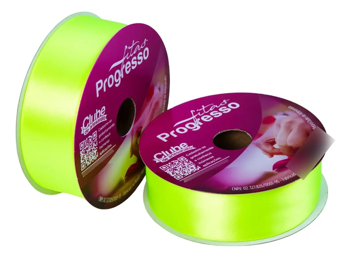Fita De Cetim Progresso 38mm Rolo 50 Metros Várias Cores Cor 280 Verde Citrico