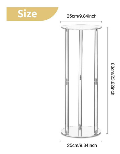Suporte De Pedestal Acrílico Para 25x25x60cm Redondo