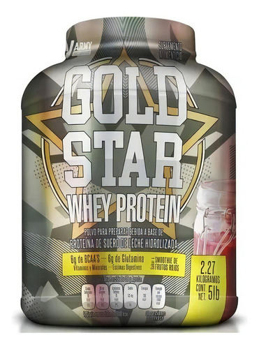 Army Nutrition Whey Gold Star Proteína Hidrolizada 5 Lbs Sabor Frutos Rojos