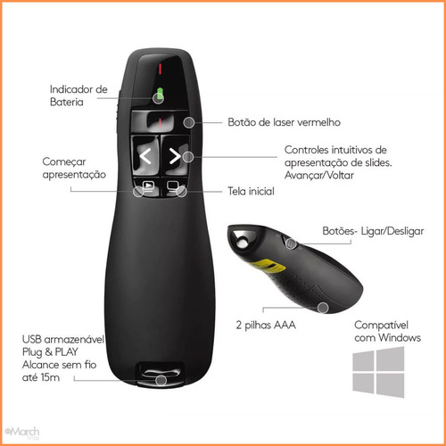 Apresentador De Slides Passador Sem Fio Laser Pointer
