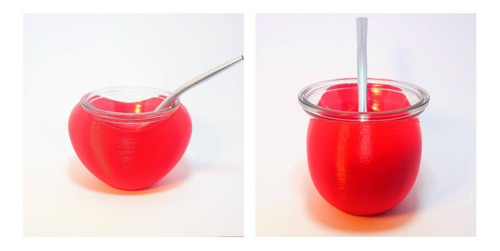 Mate Corazon Emoji 3d Interior De Vidrio Bombilla De Regalo