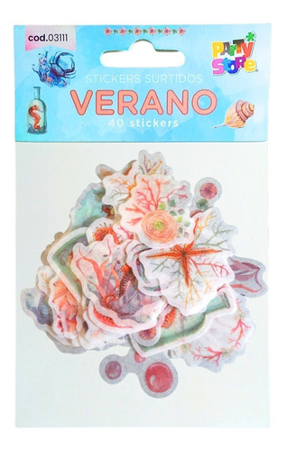 Stickers Playa Mar Sirena Pack 40 Unidades Ideal Souvenir