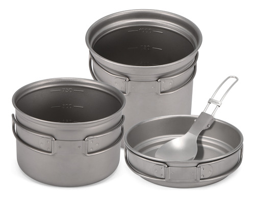 Conjunto De Utensílios De Campismo 1000 Ml 750 Ml E Colher D