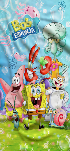 Toallón Infantil 70x150 Microfibra- Vachicho Bob Esponja 02