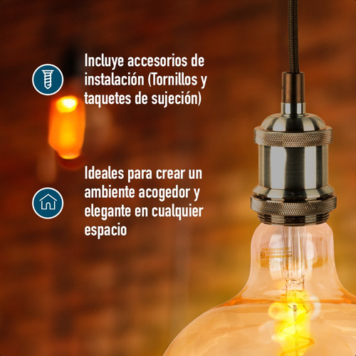 Socket Vintage Bronce 1.5 M Ajustable Color Dorado