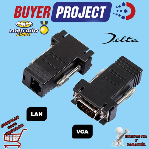 Adaptadores Extension Vga Macho 25mts Con Cable Utp Rj45