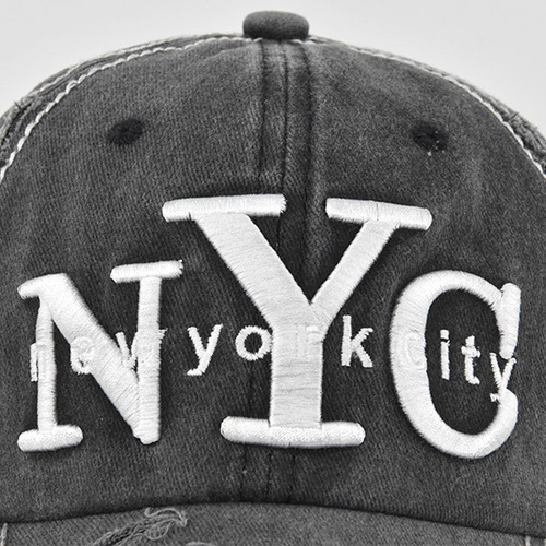 Gorra Nyc Visera Estampado Algodon Importado Gris Regulable