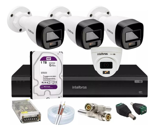 Kit Intelbras 4 Full Color 1220 G7 Dvr Imhdx 3008 C/1 Tera