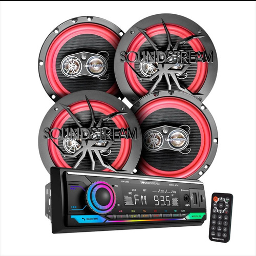Kit Autoestéreo Bt Usb C/carga+ 4 Bocinas 6.5 By Soundstream