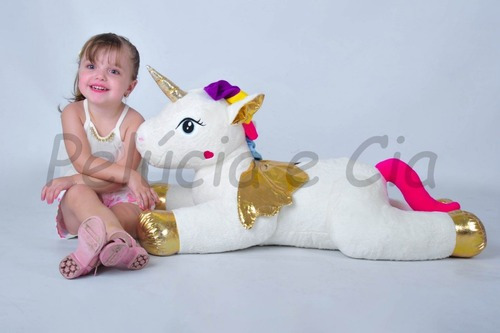 Imagem 1 de 3 de Unicórnio Pelúcia 90cm Almofada Bebe Fofinho