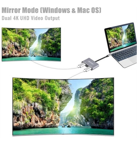 Adaptador Usb-c A Hdmi Y Displayport 4k 60hz Netcom Laptop